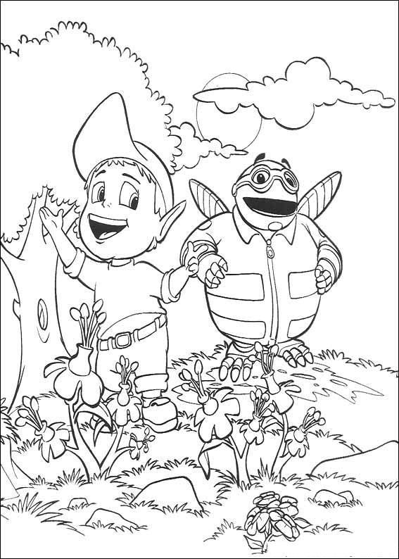 coloriage abidou dans le champ de fleurs